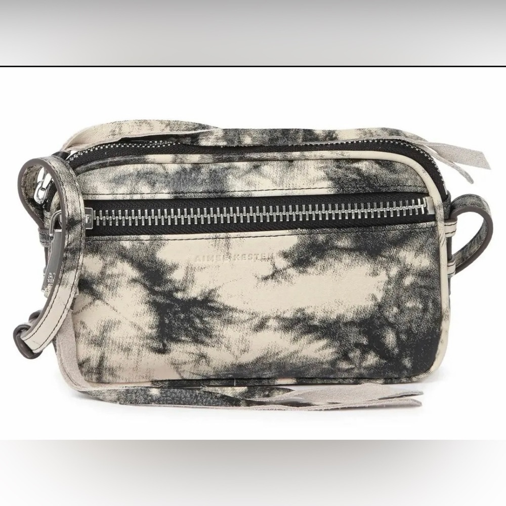 Aimee Kestenberg Brighton Zip Crossbody Bag Vanilla Tie Dye Grunge